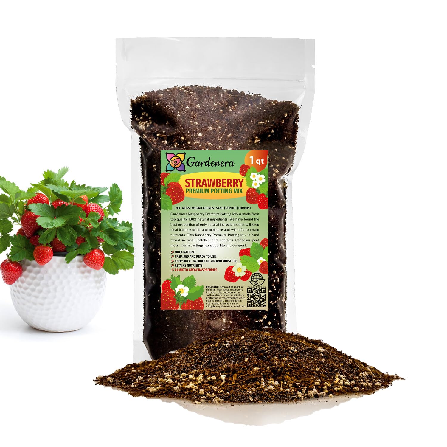 Amazon.com : Gardenera Strawberry Premium Potting Soil Mix - Ideal Blend  for Growing Robust and Flavorful Strawberries - 1 Quart : Patio, Lawn &  Garden