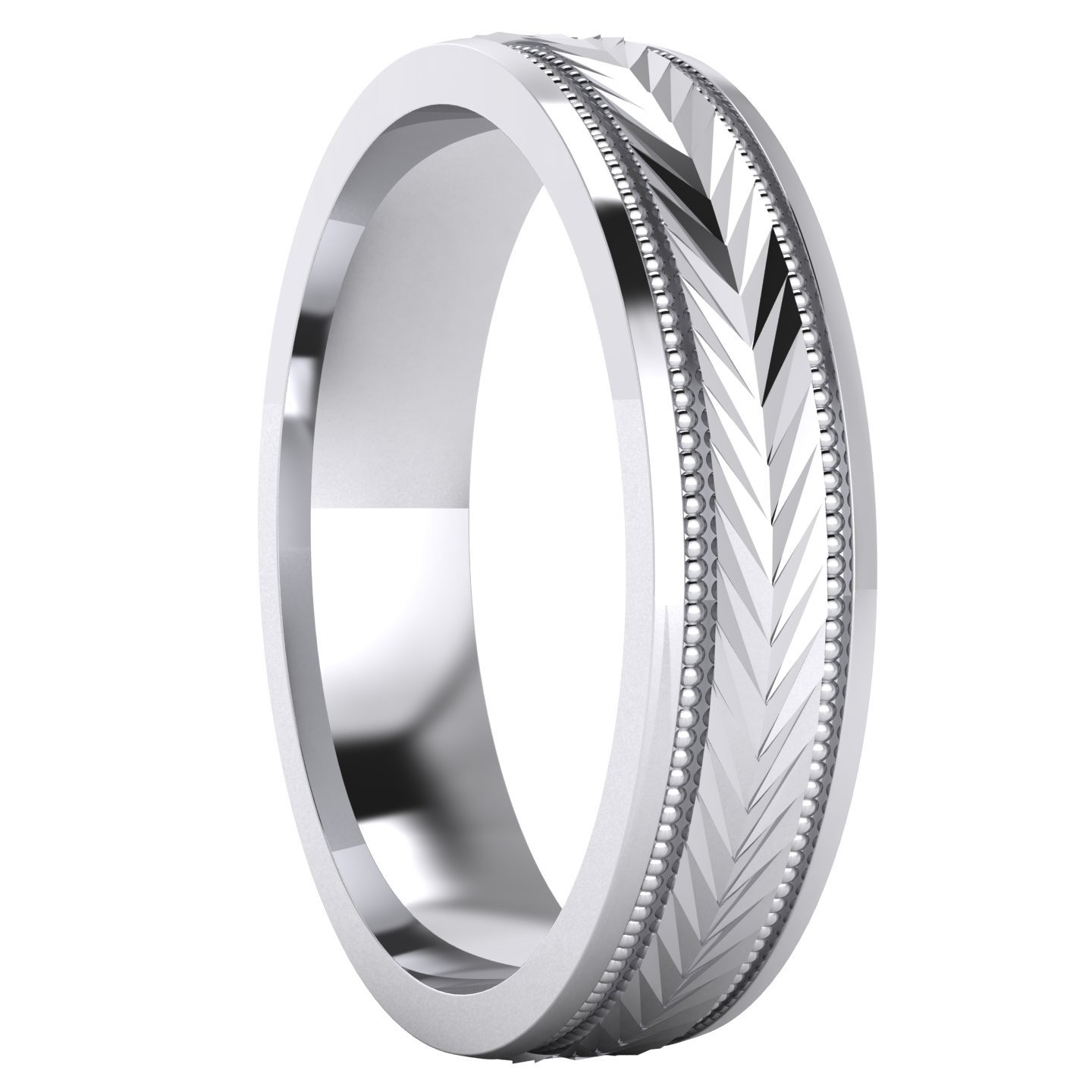 LANDA JEWEL 5 Styles Heavy Solid Sterling Silver Wedding Band Diamond Cut Patterned Ring Comfort Fit Unisex product thumbnail 4