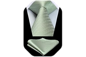 HISDERN Solid Houndstooth Men's Tie and Pocket Square Set for Weddings and Parties