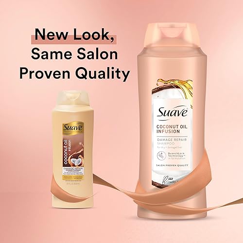 Miniatura 10 de Suave Champú reparador de daños con aceite de coco, para cabello normal, seco y dañado, con infusión de aceite de coco puro, 28 onzas, paquete de 4