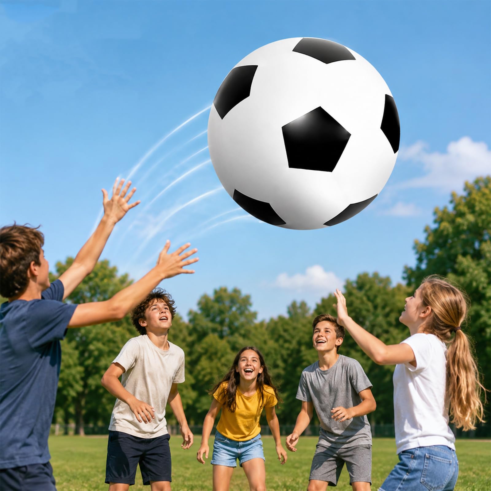 LOMUG XXL Fußball Ø 80cm Groß, Aufblasbarer Spielball mit mega Sprungkraft, Riesenball Softball Fußball Aufblasbare Fußballbälle xxl ball für Indoor&Outdoor,Fussball Geschenk für Kinder Jungen Mädchen