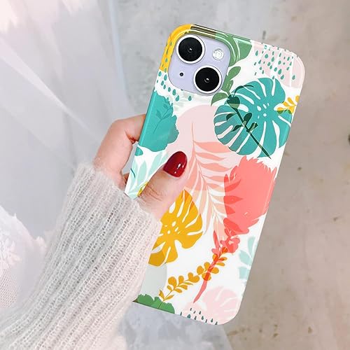Miniatura 6 de J.west Funda para iPhone 13 de 6.1 pulgadas, estilo bohemio moderno de verano, patrón floral abstracto con hojas botánicas tropicales, flores,