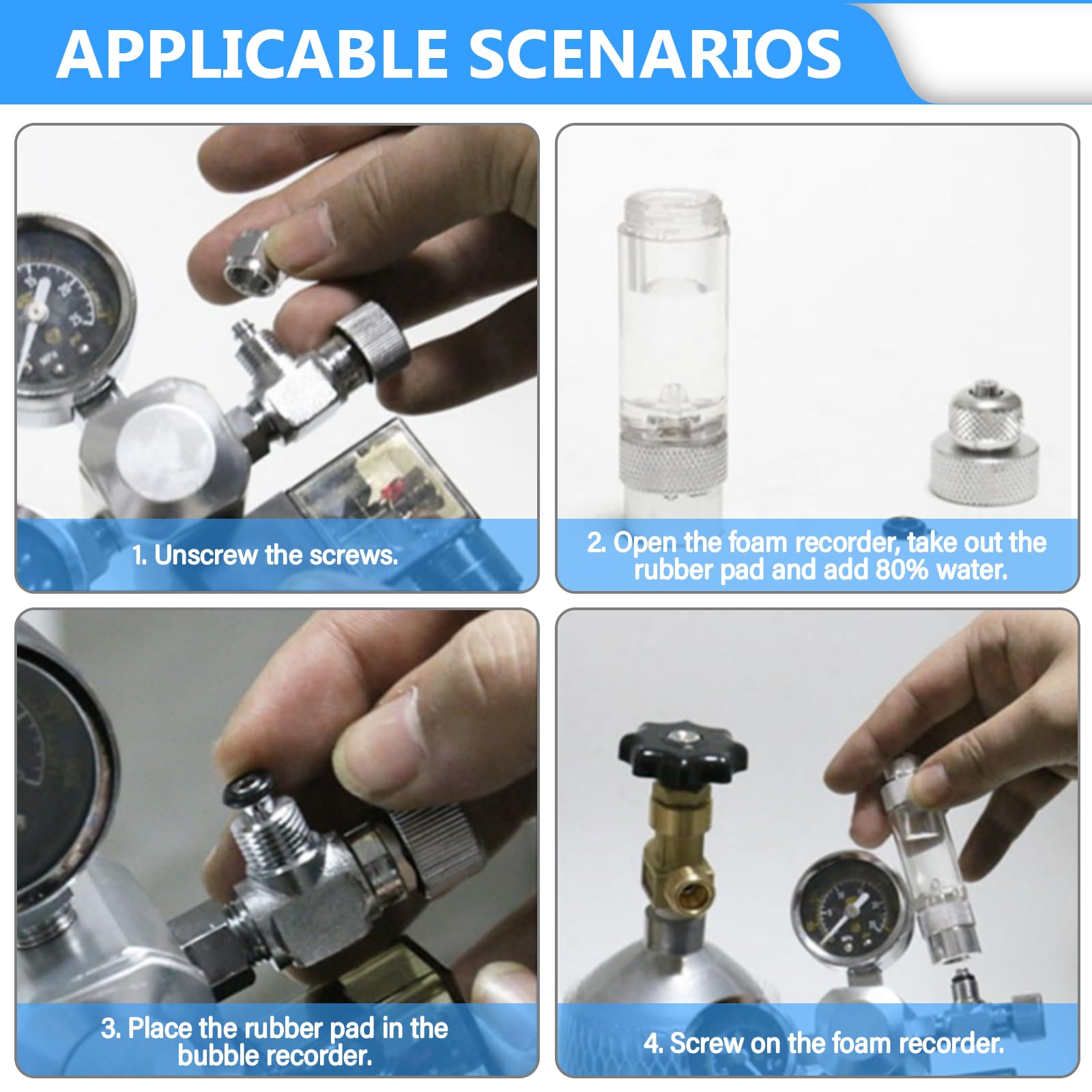 Aicharynic Riduttore di pressione di CO2, regolatore di CO2 per acquari, display a doppio occhio, interfaccia W21.8, riduzione di pressione di CO2, acquario con valvola a solenoia, contatore di bolle