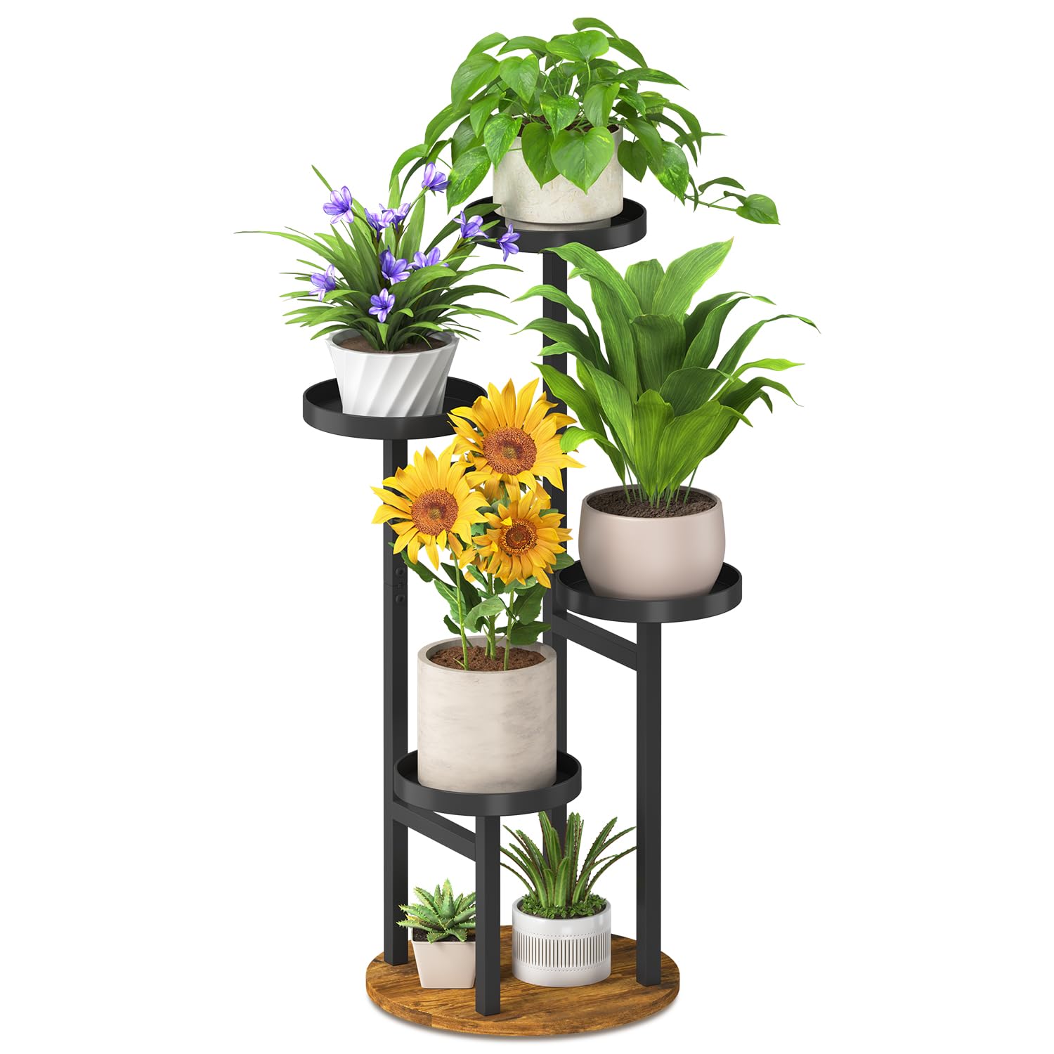 iDavosic.ly 4 Tier Plant Stand Indoor, Corner Tiered Holder Shelf, Brown