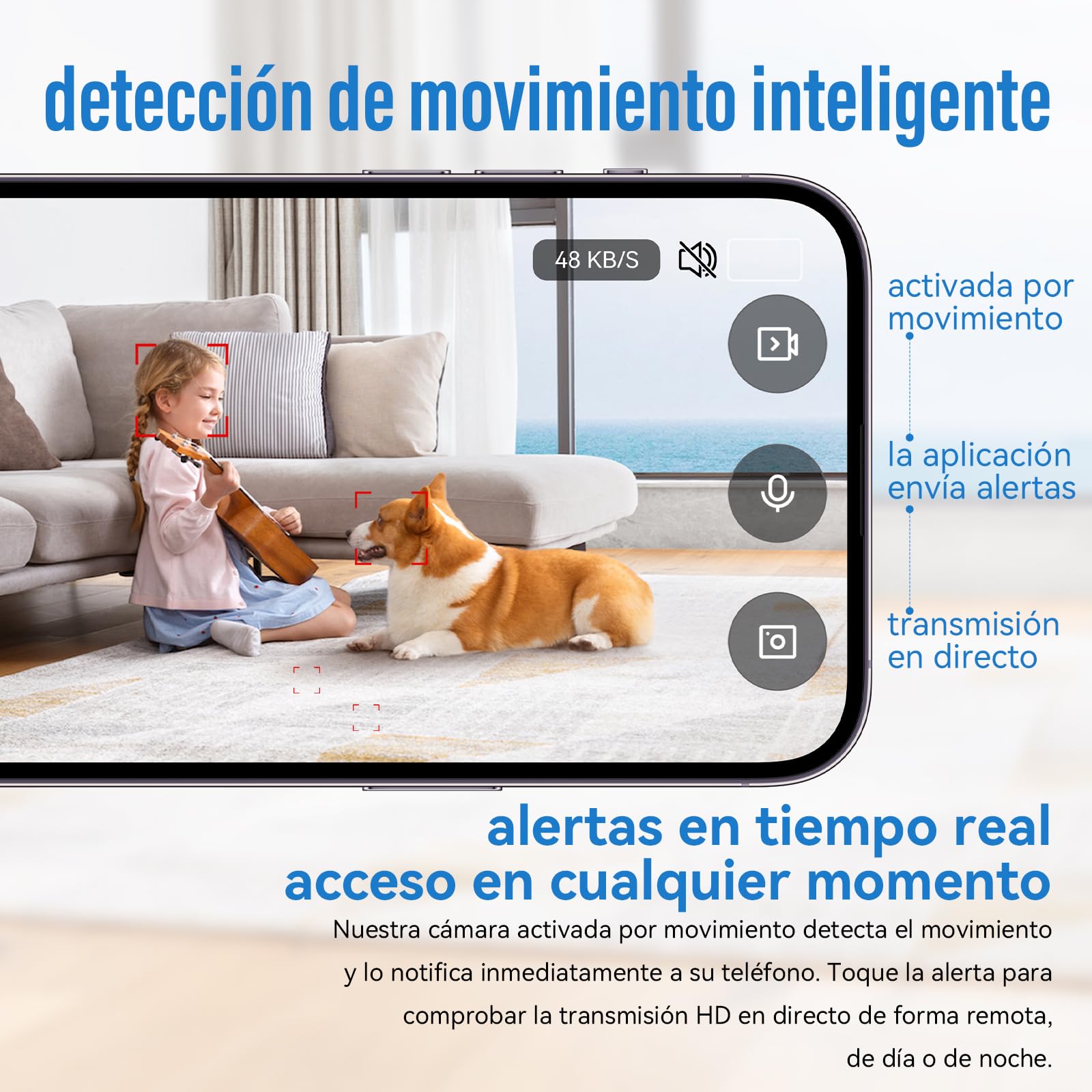 Mini Camara Espia Oculta, Camara Vigilancia WiFi Interior 4K Ultra HD, Lente Gran Angular de 150°, Transmisión en Tiempo Real, con Detección de Movimiento, App Móvil