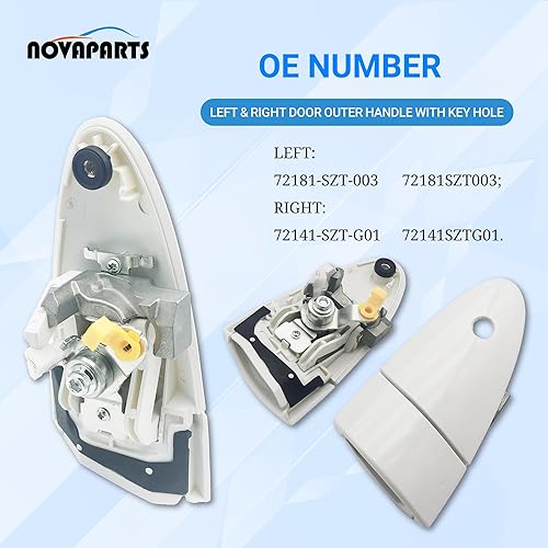 Miniatura 3 de Manija exterior de puerta izquierda y derecha con orificio para llave para Honda CR-Z 72181SZT003 72141SZTG01 2011 2012 2013 20141SZTG01