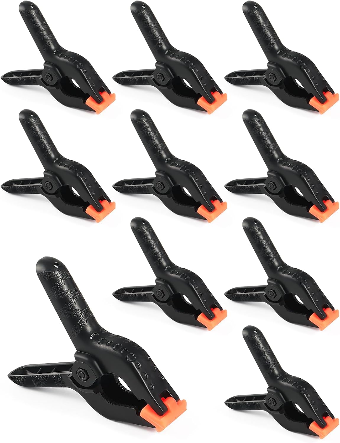 relbro spring clamps, 3.5 inch small plastic clips for balloon arch backdrop craft decoration, heavy duty, black, 10 pcs