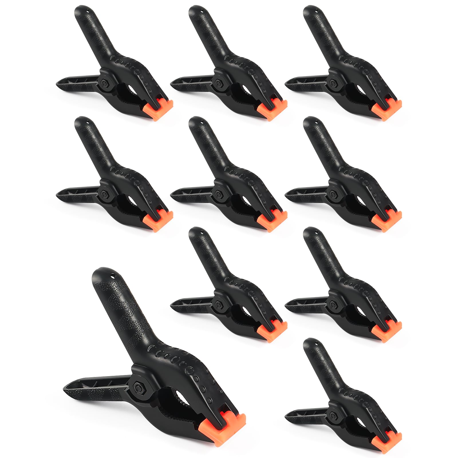 RELBRO Spring Clamps, 3.5 Inch Plastic Clips, Heavy Duty, Black, 10 Pcs