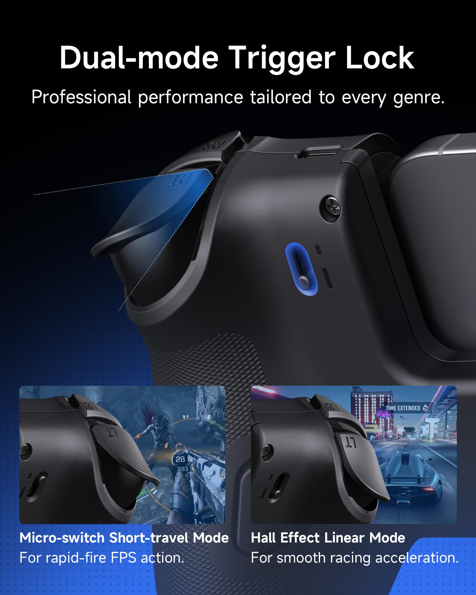 Controller mobile EasySMX M20 con USB-C per iPhone, smartphone Android e tablet 8,5", controller per smartphone con joystick a effetto Hall/grilletto a due stadi, doppi motori di presa