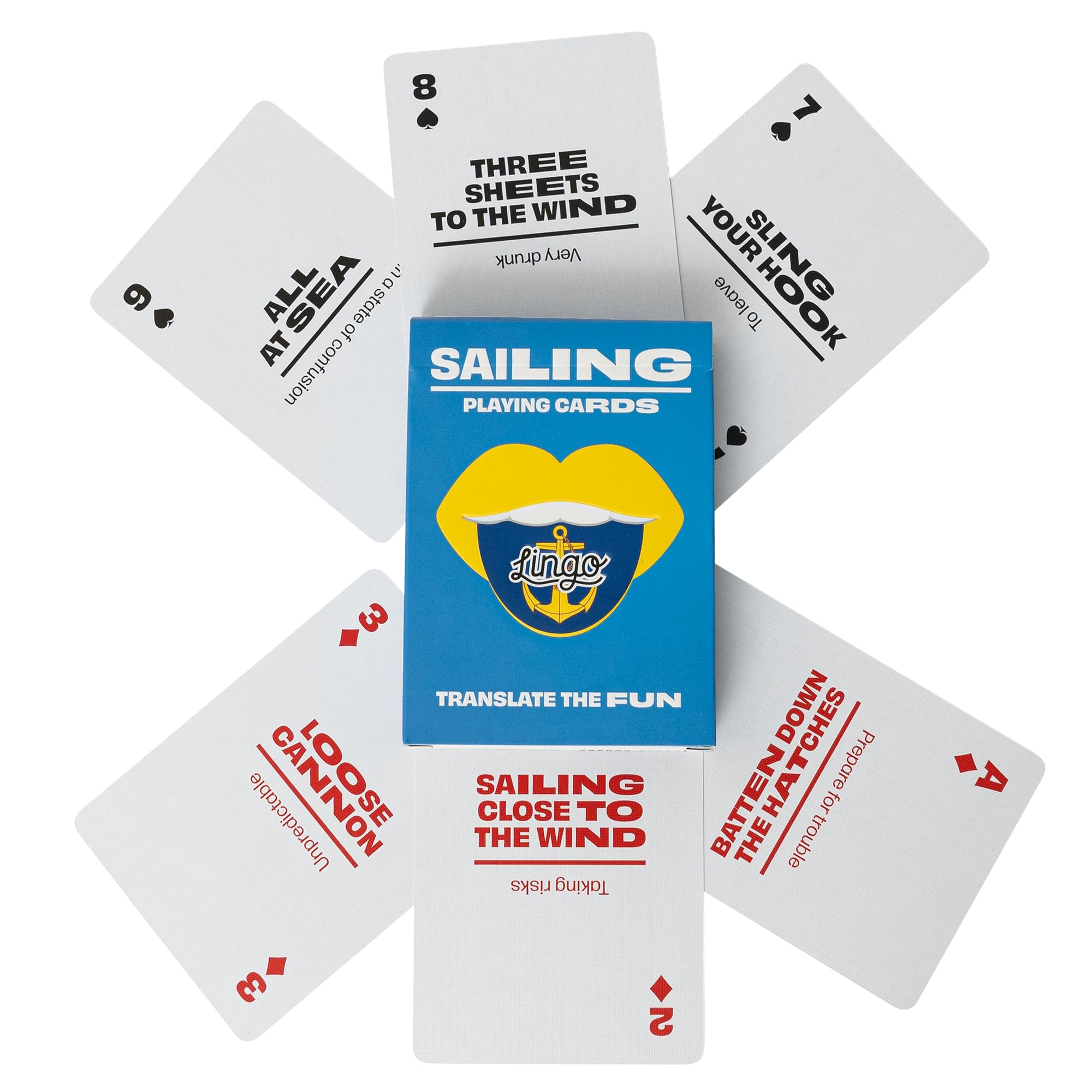 Lingo Sailing Playing Cards | Travel Flashcards | Learn Sailing Marintime Slang Vocabulary in A Fun & Easy Way | 52 Essential Translations