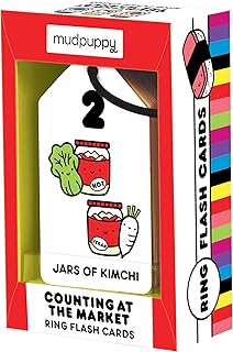 Mudpuppy Counting at The Market Numbers Ring Flash Cards from, Includes 10 Double-Sided Flash Cards with Plastic Ring, Per...
