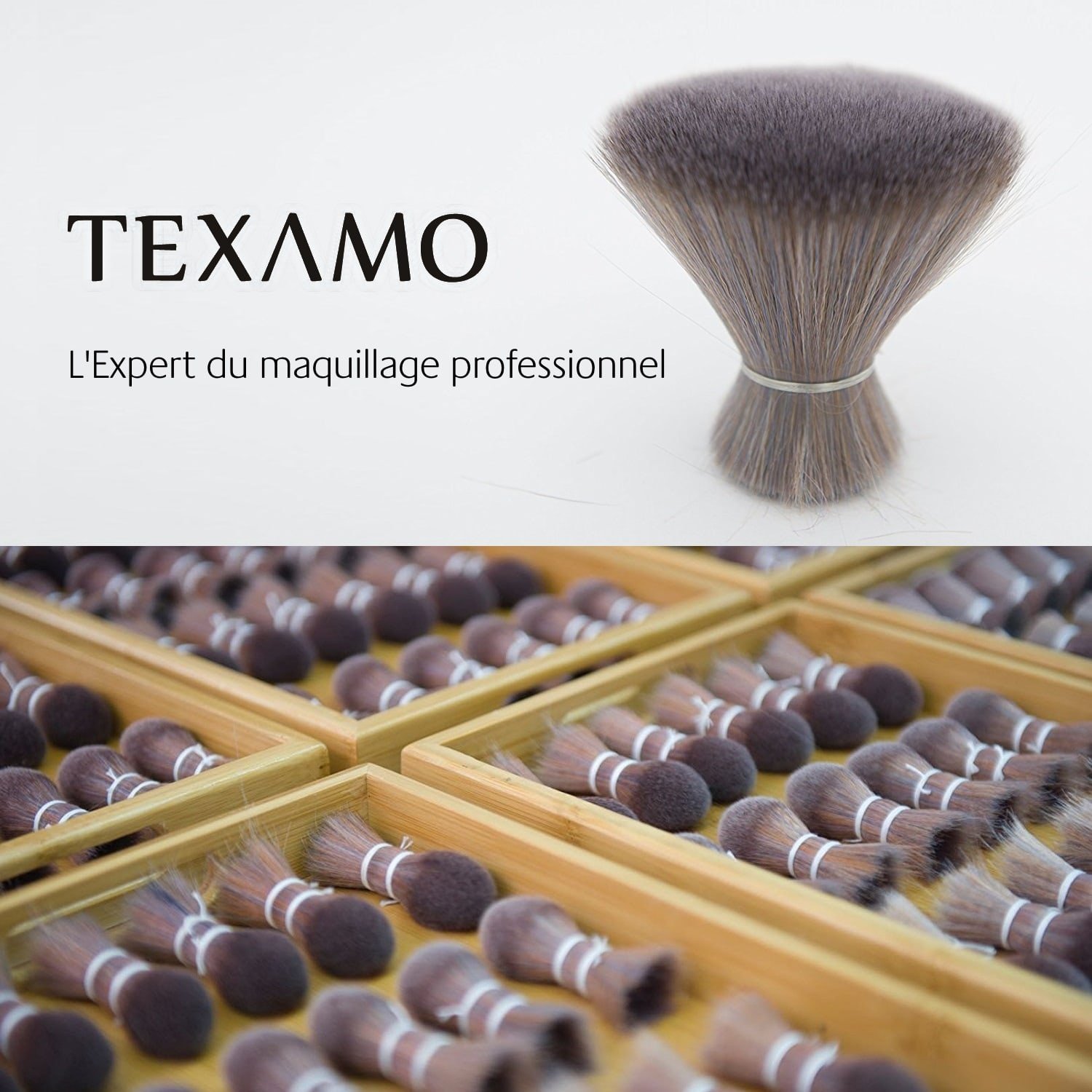 Estuche de 7 brochas de maquillaje Texamo Lunay con cerdas MCF, uso profesional Végan