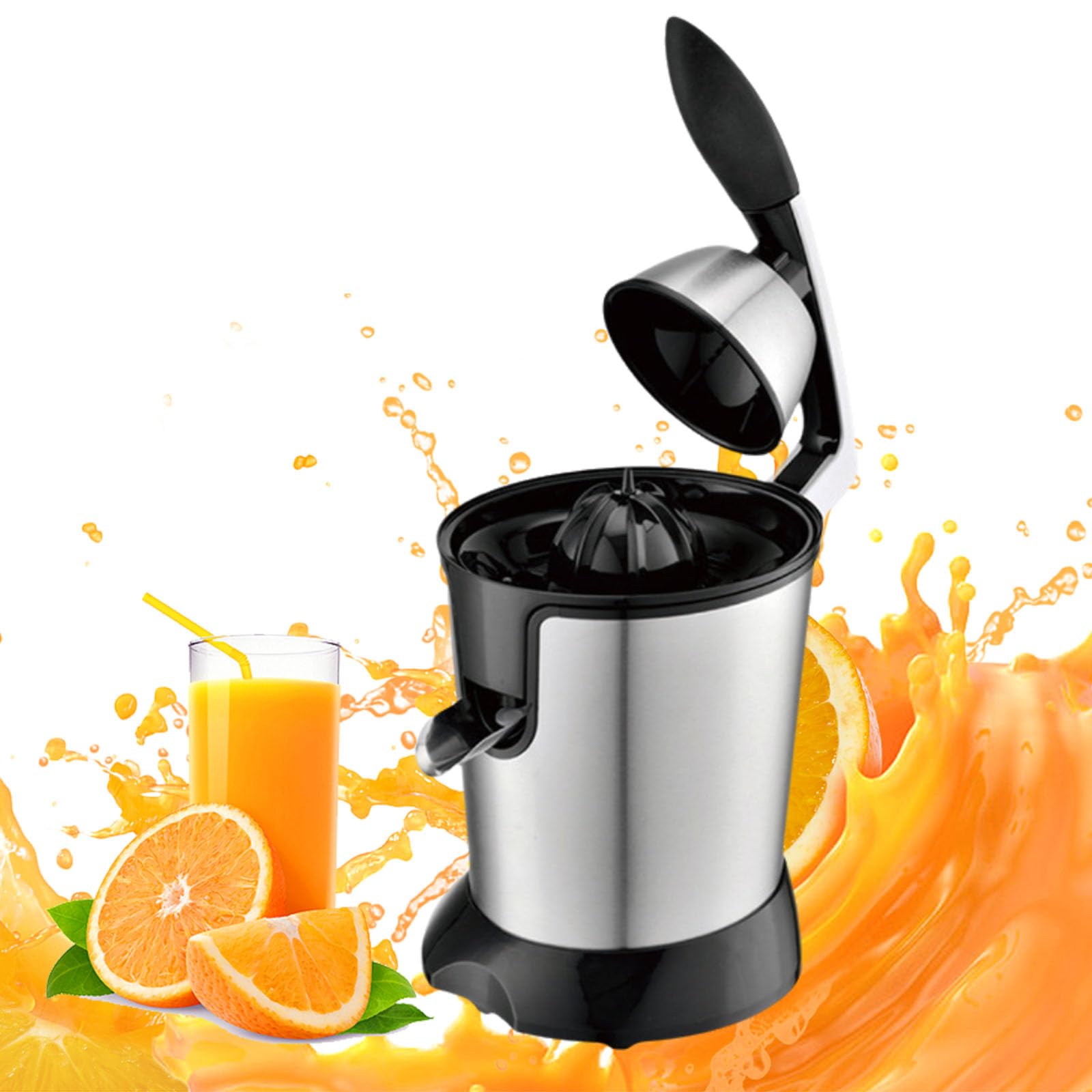 Juicer di Agrumi Elettrici, Estrattore per Succo di Frutta da 400 Ml di Frutta, Arance in Acciaio Inossidabile d'Argento da 350 W Maglie di Limoni, Resa Succo