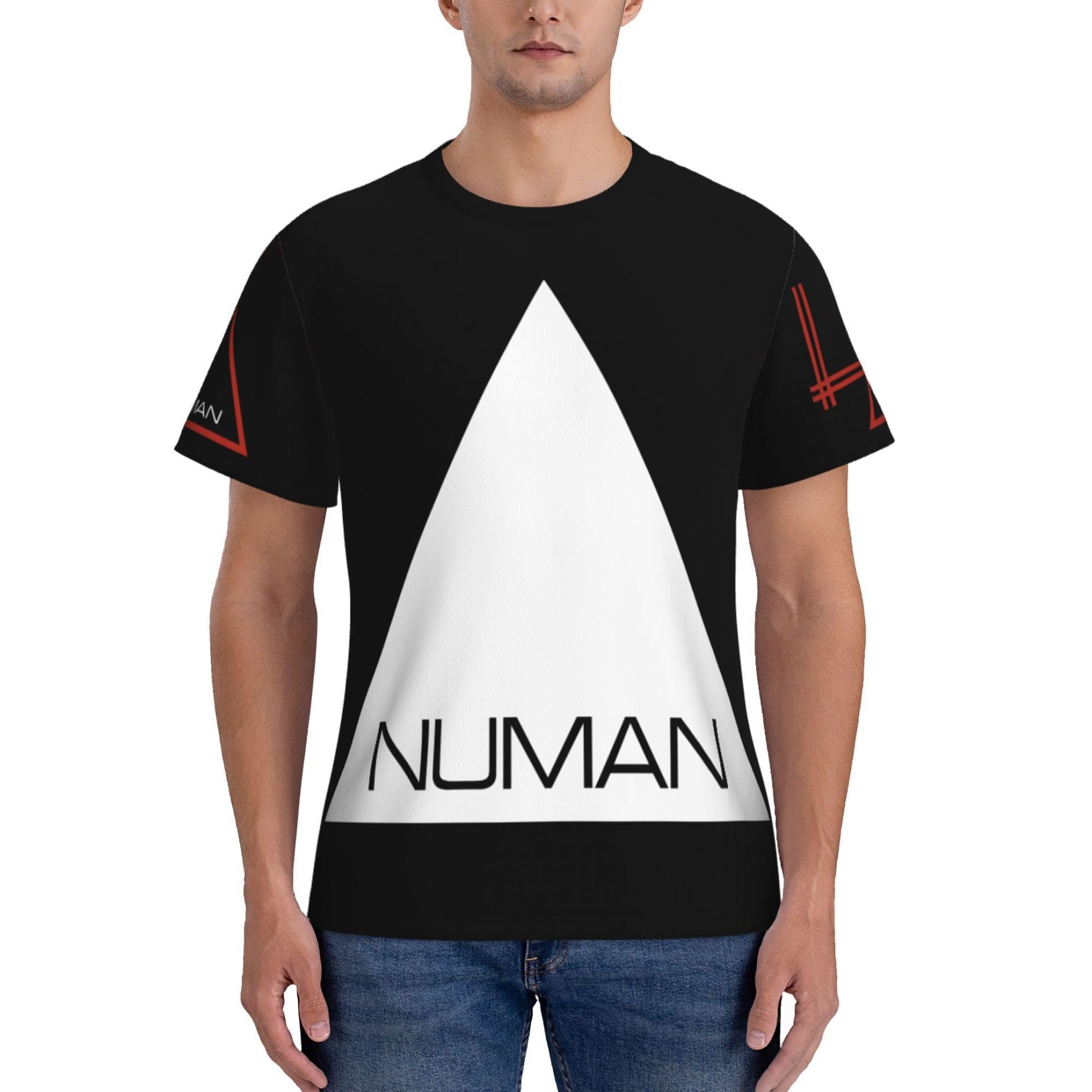 Mzpqdkslk Men's Black Gary Logo Graphic Numan T-Shirt Short Sleeve T Shirt For Round Neck Music Band Tshirt Clothes Merch For Fans Gift