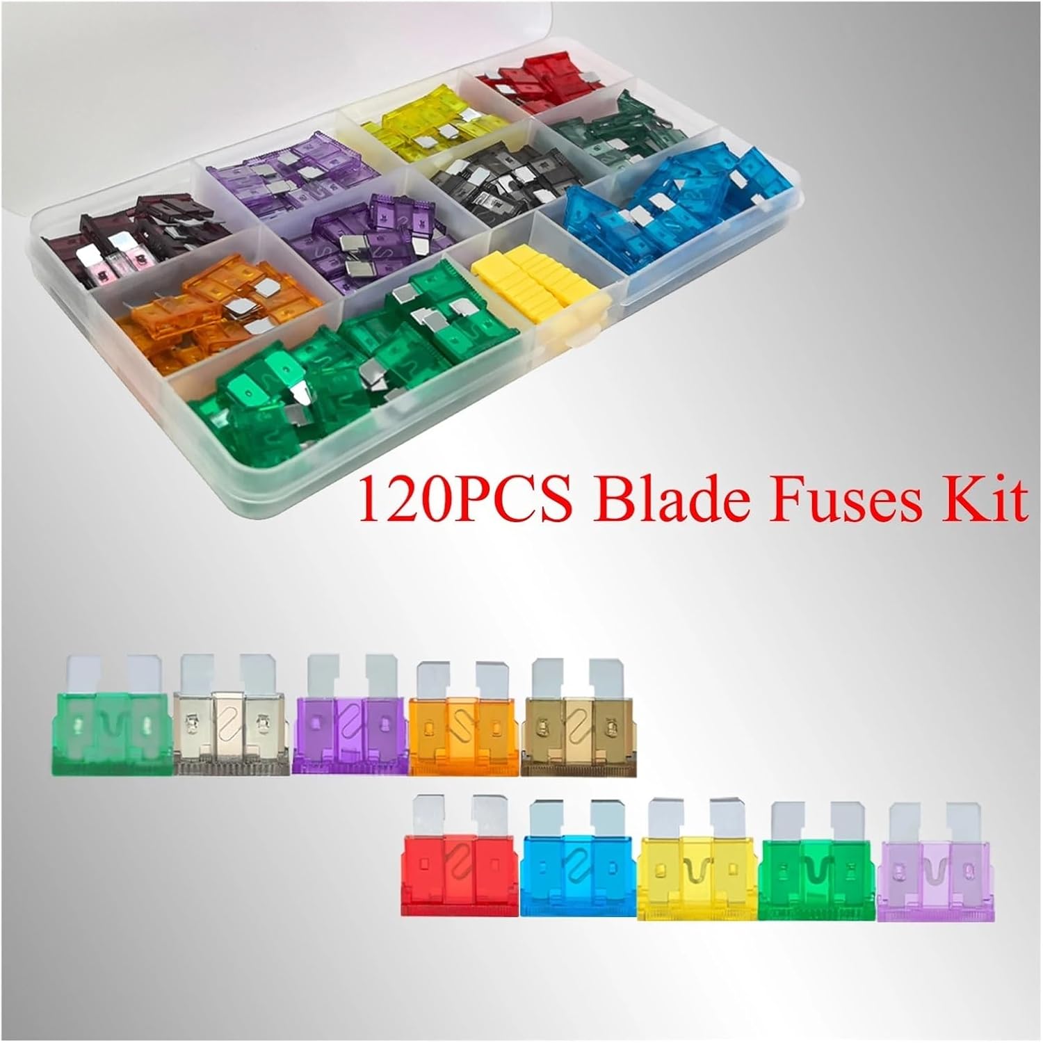 120Pcs Standard Blade Fuse Assortment Kit (1A 2A 3A 5A 7.5A 10A 15A 20A 30A 35A) Colorful Automotive Fuses for Car Truck SUV