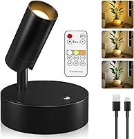 Kimjo Wireless LED Indoor Spotlight - Rechargeable Battery Uplight with Remote, Dimmable for Plants, Pictures & Art Accent Lighting
