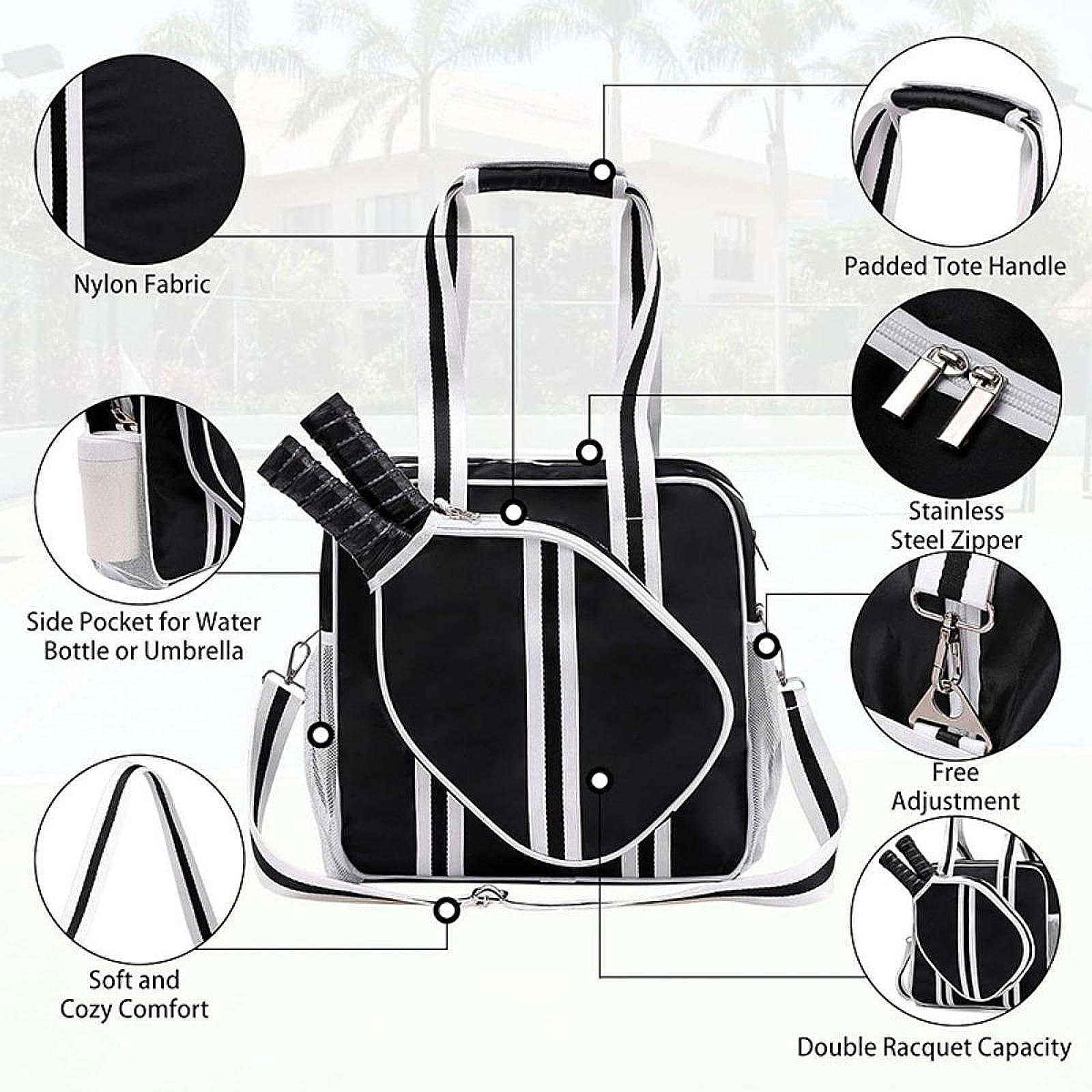 Borsa da Pickleball, Borsa Tote da Pickleball, Borsa a Tracolla Grande E Portatile per Fitness per, Borsa per Racchetta da Pickleball,