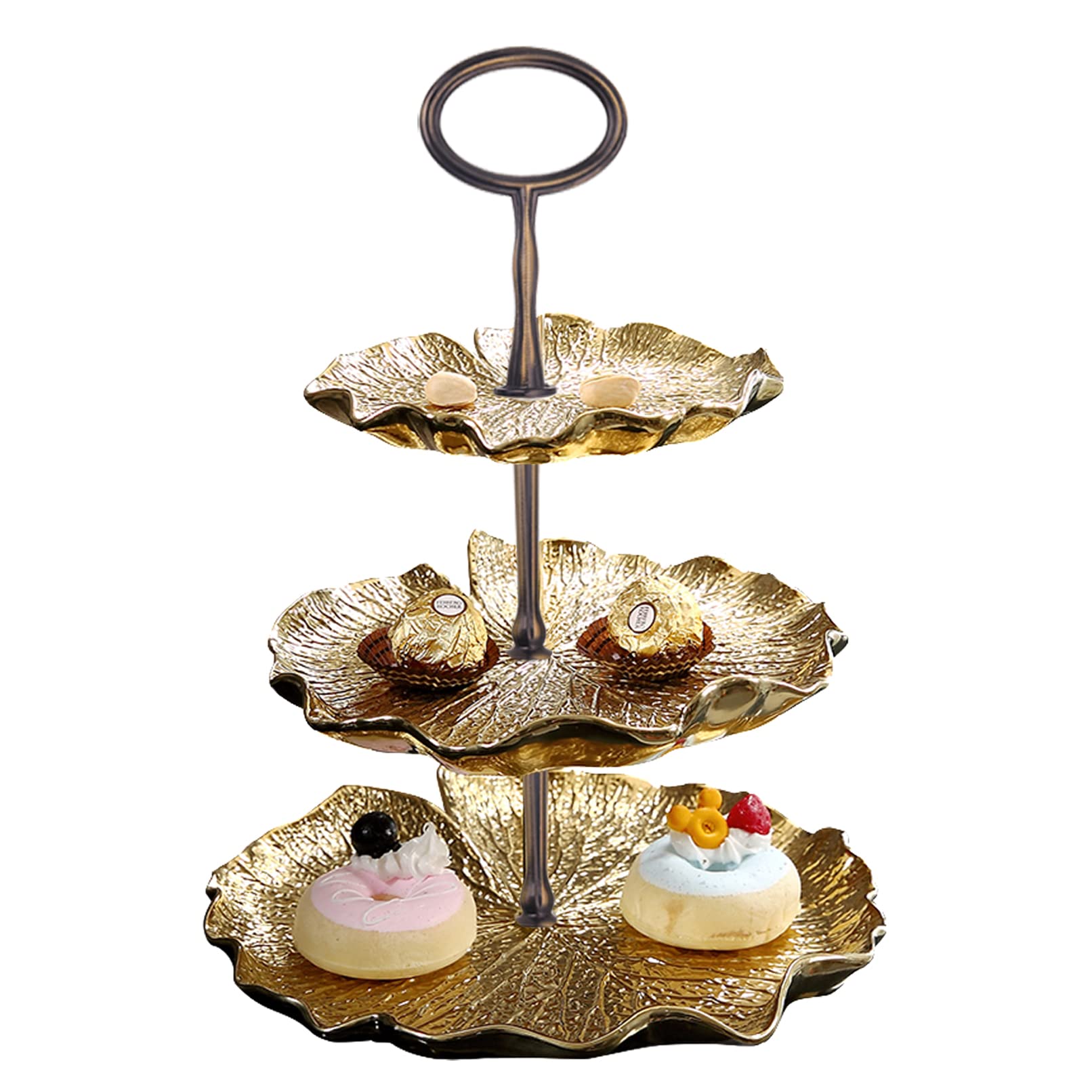 Bandeja Para Tartas Y Postres De Metal Dorado - Soporte Con Pie 30 Cm, Para Bodas, Cumpleaños Y Fiestas