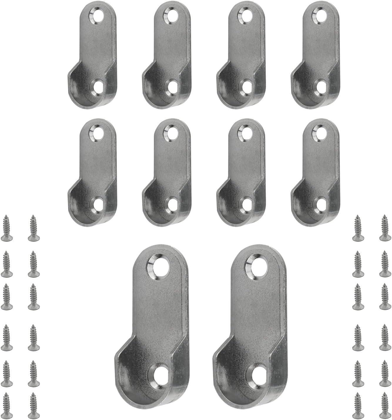 JianLing 10pcs 17x47mm Zinc Alloy Oval Closet Rod End Supports with Screws Fit 16x30mm Oval Rod Wardrobe Bracket Metal Rod Holder