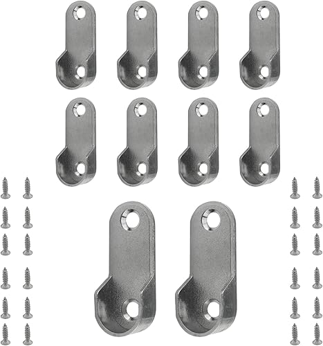JianLing 10pcs 0.669x1.850 in Aleación de zinc Oval Armario Rod End Soportes con tornillos Fit 0.630x1.181 in Oval Rod Armario Soporte Metal Rod