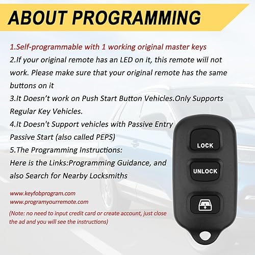 Vista 6 de Llavero de repuesto para Toyota 4Runner 1999-2009/Sequoia 2001-2007 Control remoto de entrada sin llave de coche, HYQ12BBX HYQ12BAN, 4 botones, 2