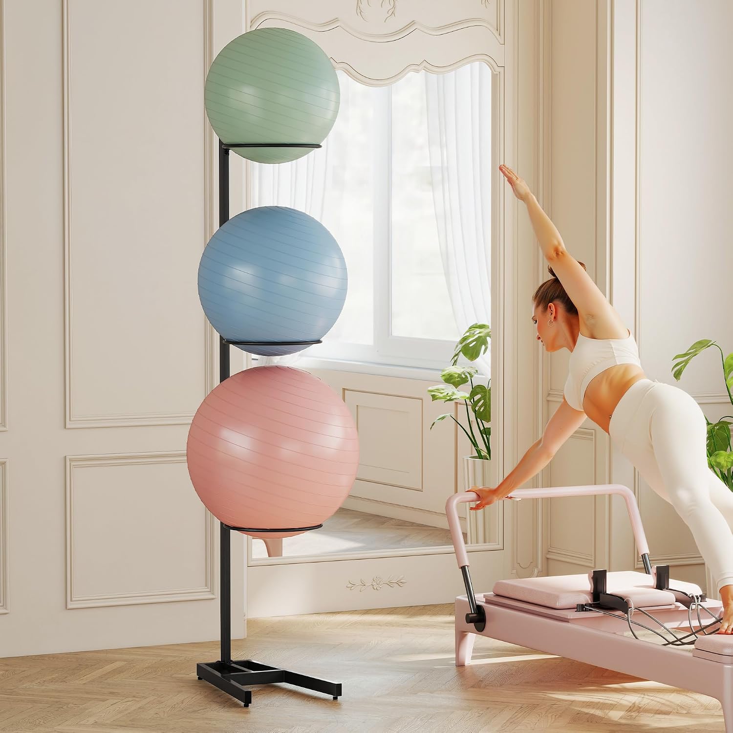 Yoga Ball Holder 3 Tier Exercise Ball Storage Rack