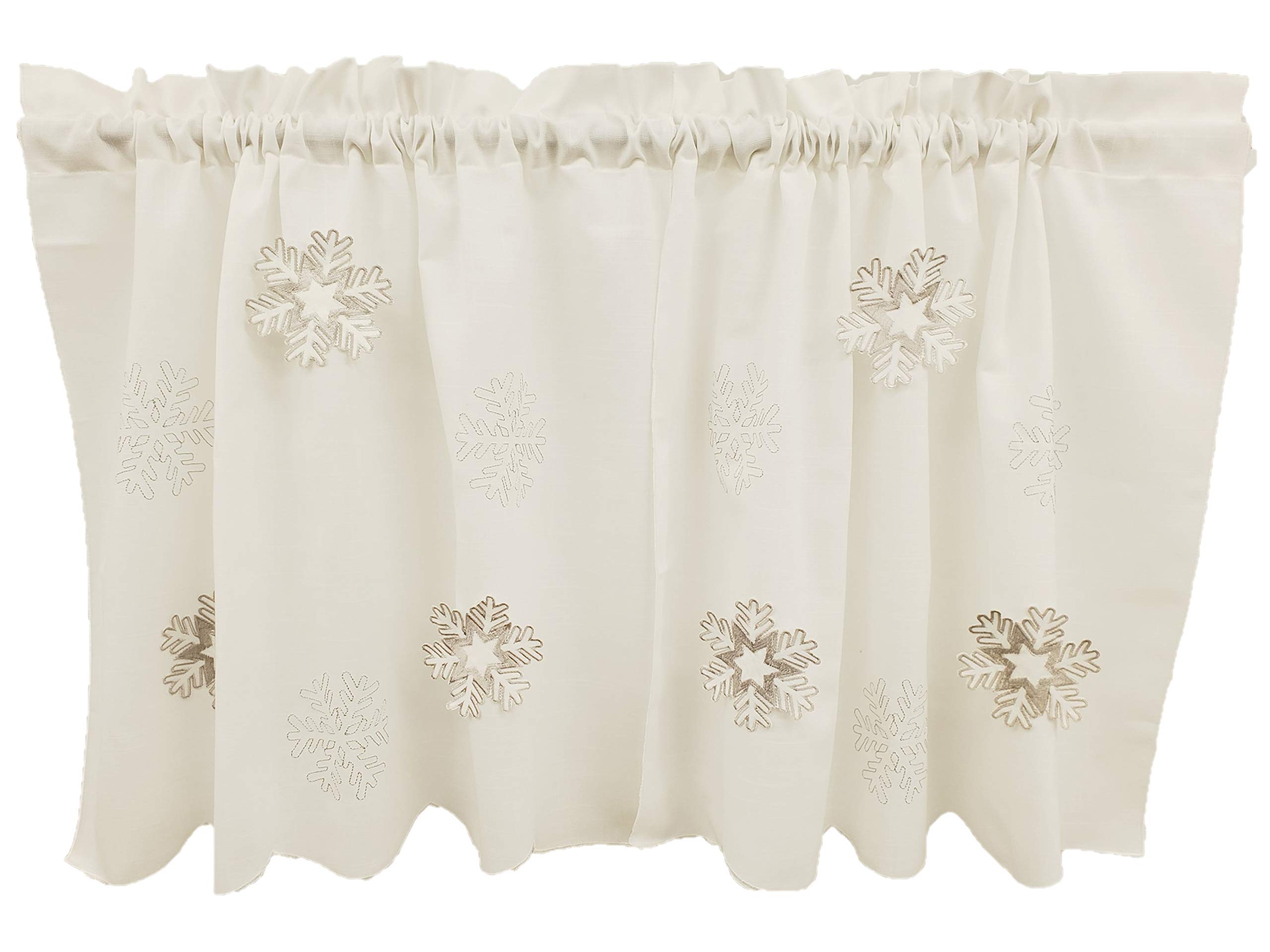 The_Curtain_Shop, Snowflake Applique 58Wx24L Tier Pair