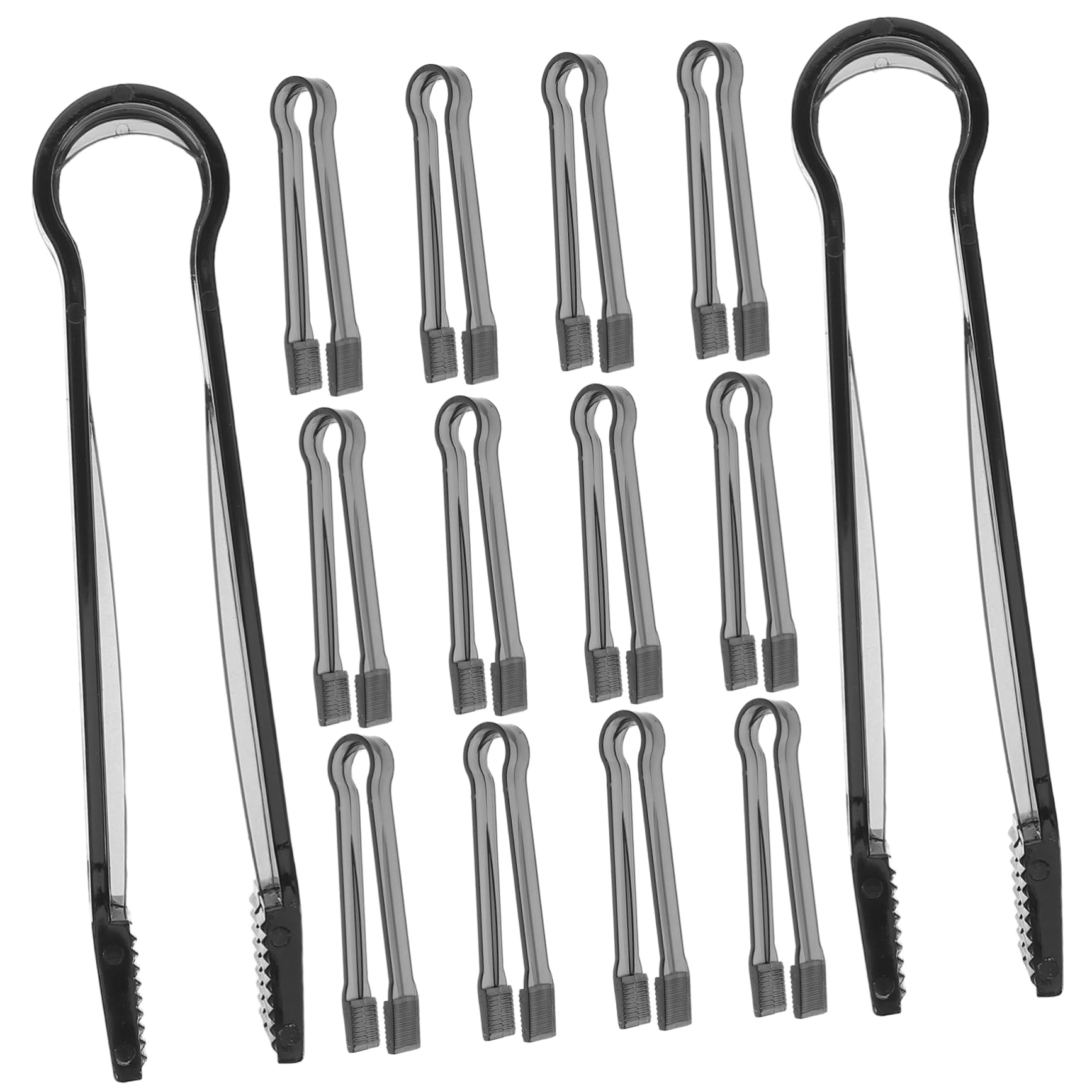 KICHOUSE 15pcs Clear Buffet Tongs For Ice Snacks And Pastries Reusable Multi-functional Serving Tools Salad Serving Tongs For Home And Events