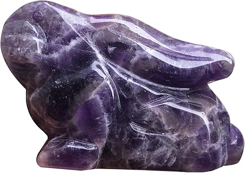 favoramulet Estatua de conejo sentado de amatista natural de 2 pulgadas, escultura de figura de animal tallada a mano, decoración del hogar, cristal