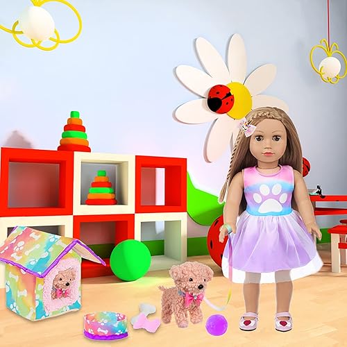 Miniatura 6 de DOTVOSY Ropa y accesorios de muñeca americana de 18 pulgadas para mascotas juegos de juego para muñecas de 18 pulgadas incluidos vestido mascotas