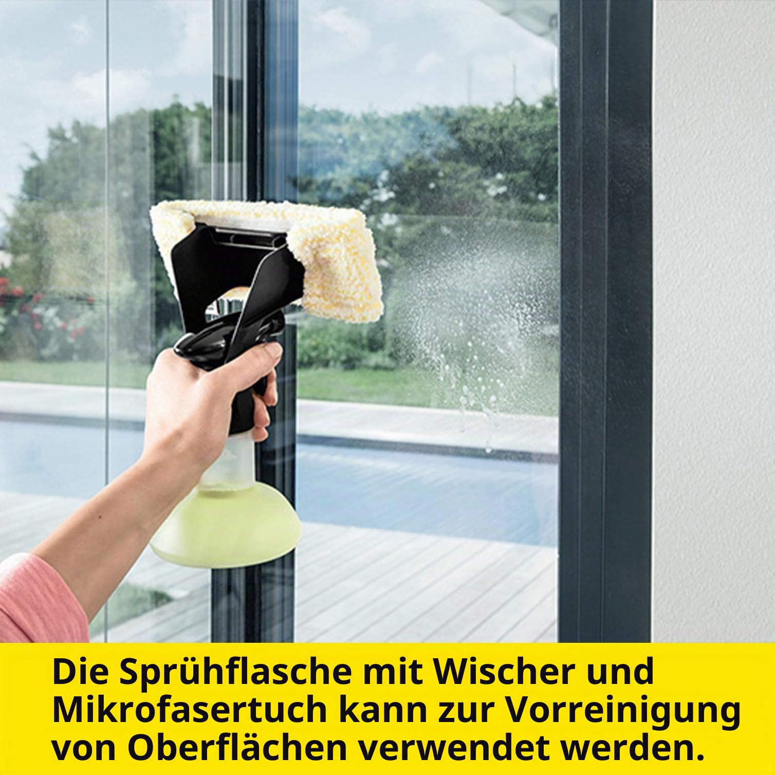 Kärcher Window Vac WV 5 Plus, Batterielaufzeit 35 min, herausnehmbarer Akku, LED-Anzeige für Batteriestatus, Saugdüse 280 mm, Sprühflasche mit Mikrofasertuch, Fensterreiniger Konzentrat