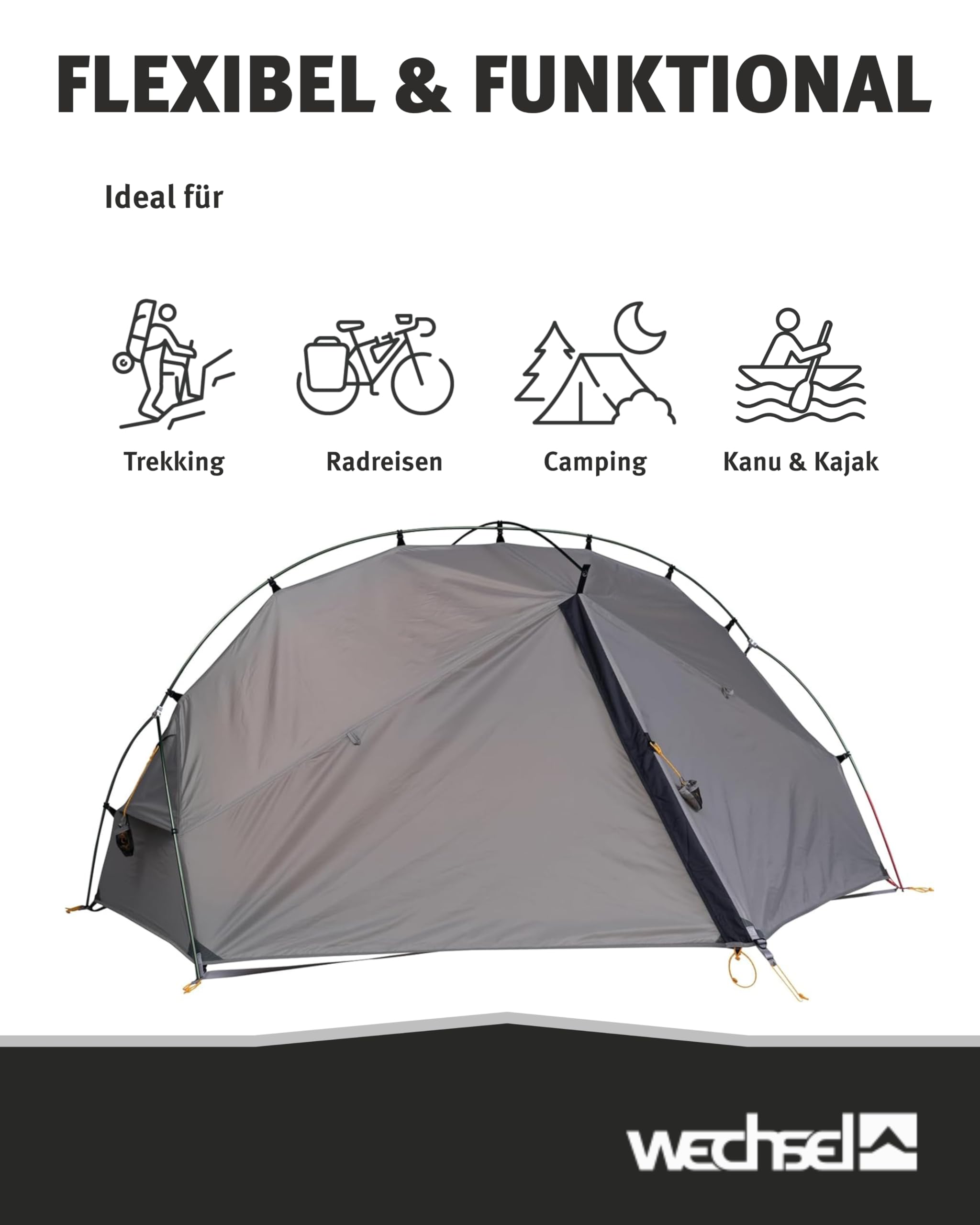 Wechsel Groundsheet Bella/Trailrunner I Schwarz I robuste Zelt-Unterlage Boden I wasserdicht mit 7000mm Wassersäule I Bodenplane aus 75D Polyester I Camping-Plane zum Schutz vor Nässe & Schmutz
