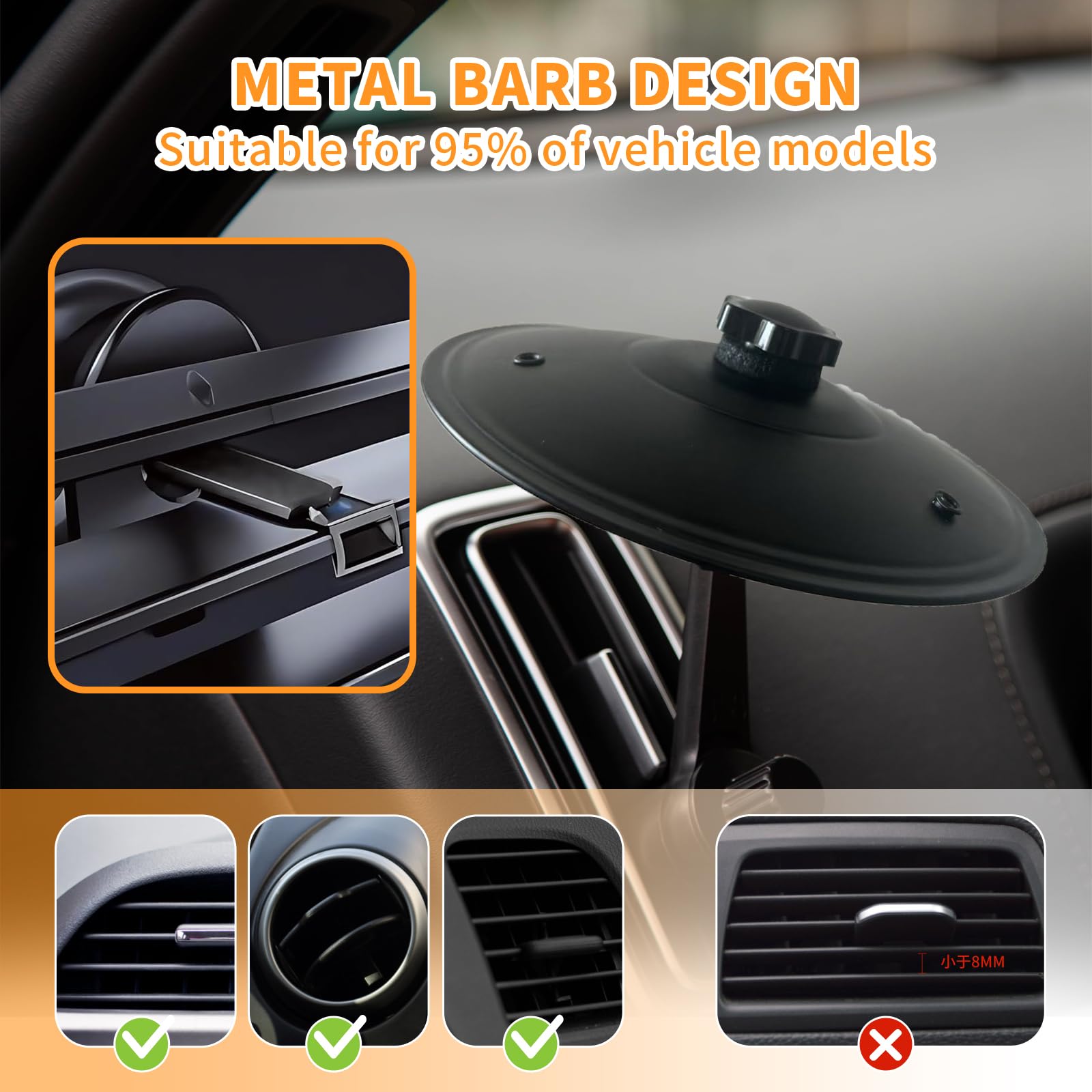 Cymbale de voiture Crash sur grille d'aération – Mini cymbale facile à clipser pour tableau de bord de voiture (noir)