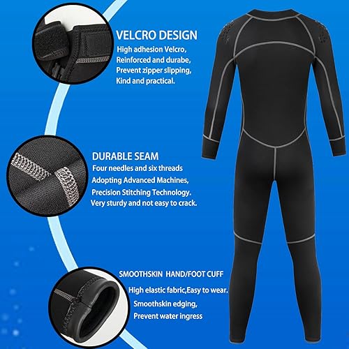 Miniatura 4 de Trajes de neopreno de 0.118 pulgadas para hombres y mujeres, con cremallera frontaltrasera, traje de buceo de cuerpo corto y completo para buceo,