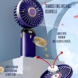 Jsdoin Hand Held Fan,Portable Handheld USB Rechargeable Fans with 5 Speeds,Battery Operated Mini Fan Foldable Desk Desktop Fans with LED Display for Home Office Bedroom Outdoor Travel (DarkBlue) - 5