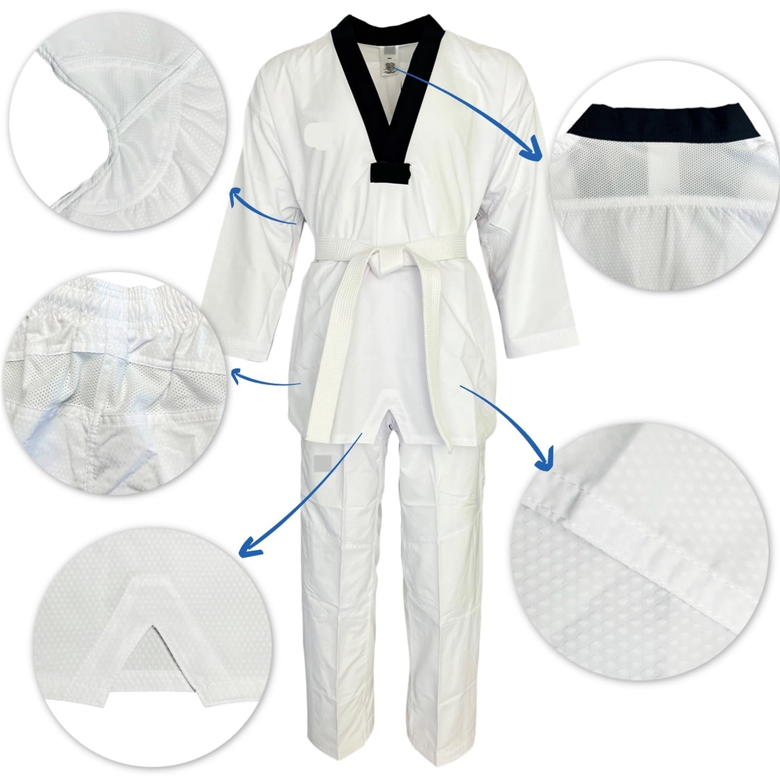 Uniforme de Taekwondo for niños y Adultos, Ligero, de Secado rápido.
