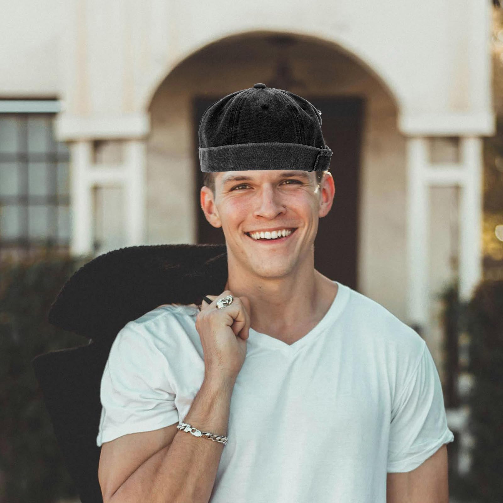 Healeved Berretto Senza Visiera da Uomo in Design Cinese Vintage, Cappello Traspirante in Cotone Casual, Berretto Senza Bordo Adatto per Uso Quotidiano e attività all'Aperto