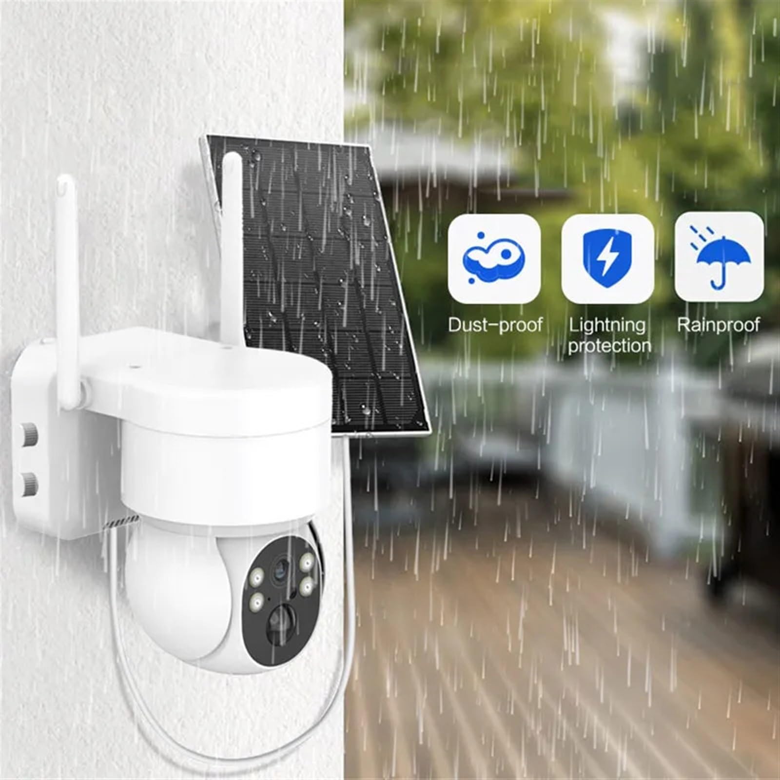 Caméra de sécurité, Caméra Solaire PTZ 4MP caméra de sécurité sans Fil CCTV Batterie extérieure IP Rechargeable avec Panneau
