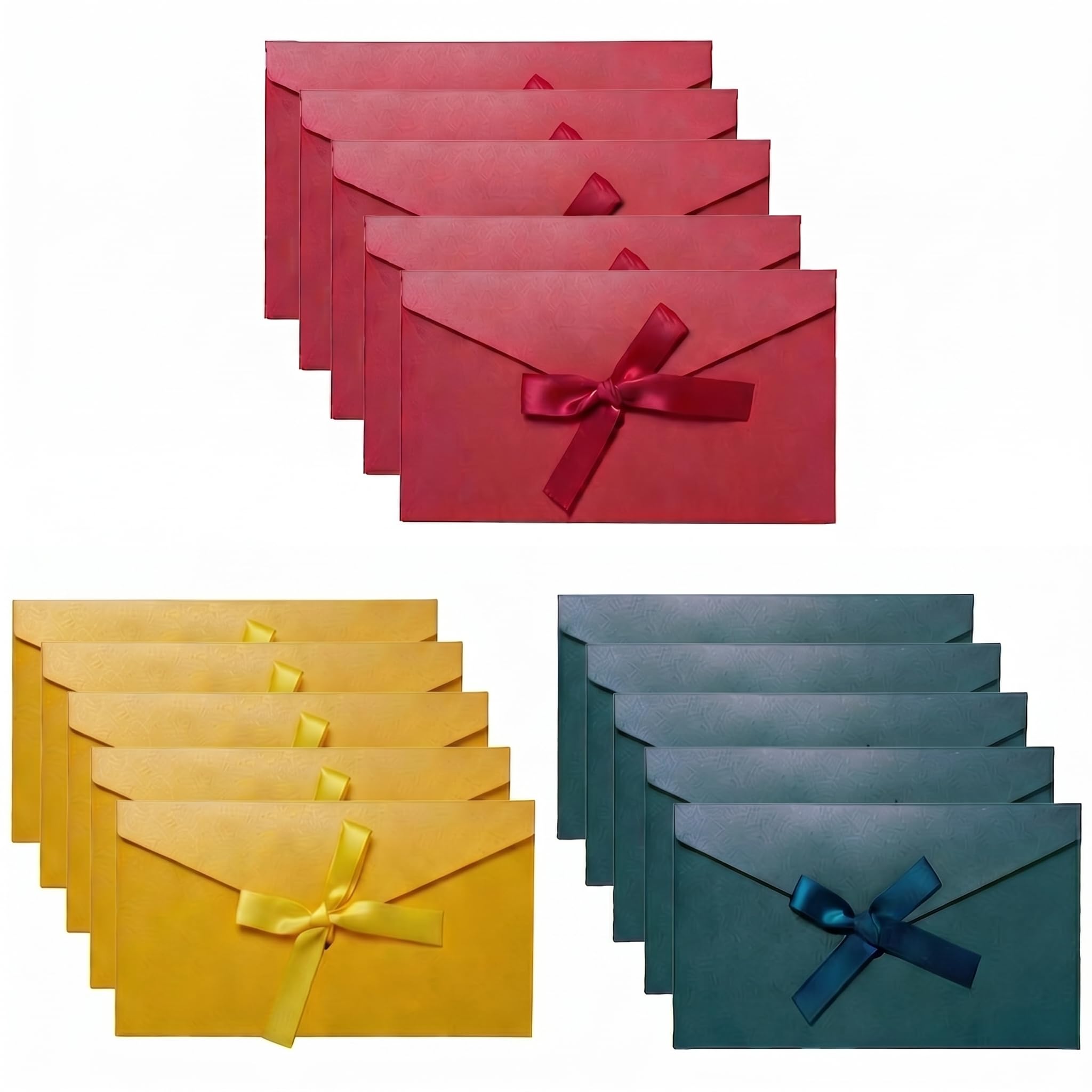 Coloured Kraft Paper Envelope, 15 Pcs Gift Voucher Envelopes with Bow Ribbon Money Wallets Cash Gifts Invitations Greeting Cards for Festival Party Handmade Invitations Wedding Birthday