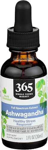 365 by Whole Foods Market, Extracto de espectro completo de Ashwagandha, respuesta saludable al estrés, 1 onza líquida