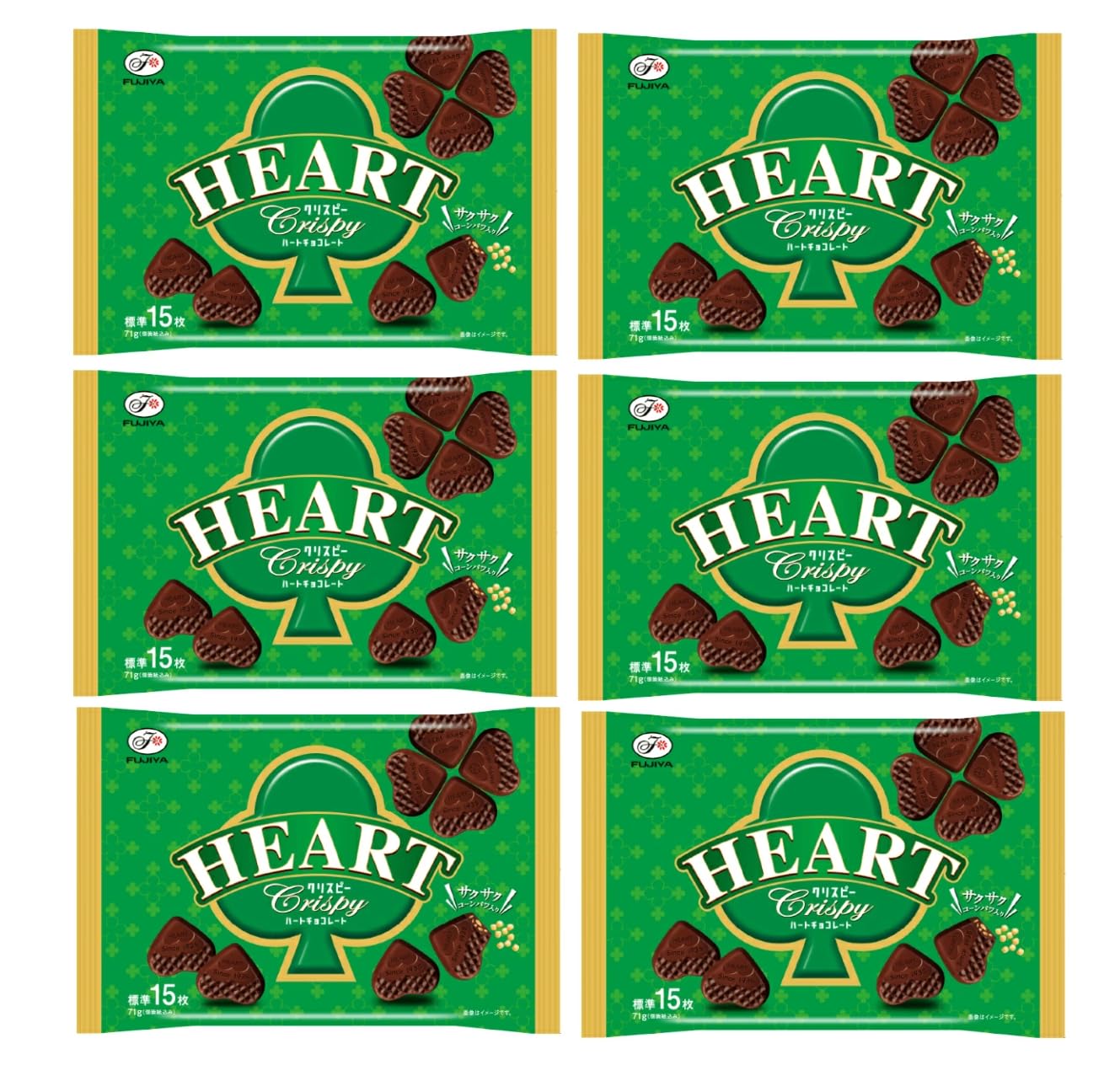 Amazon | 不二家 ハートチョコレート クリスピー（袋） 71g×6袋