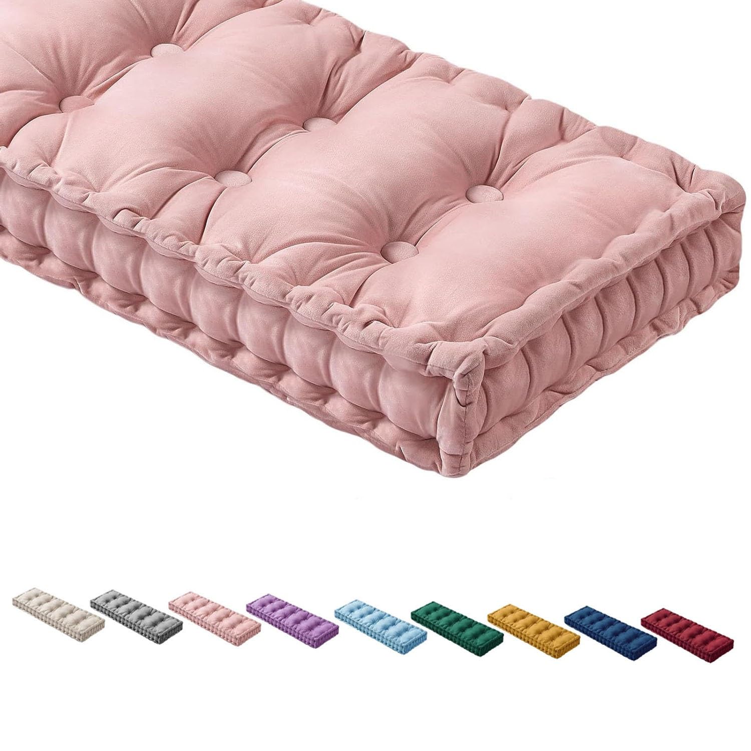 Cojín para banco de terciopelo grueso de 8 a 10 cm para sofá de 1/2/3 plazas, cojín de asiento de jardín para interiores y exteriores, 40-180 cm de longitud, color liso (120 x 30 x 10 cm)