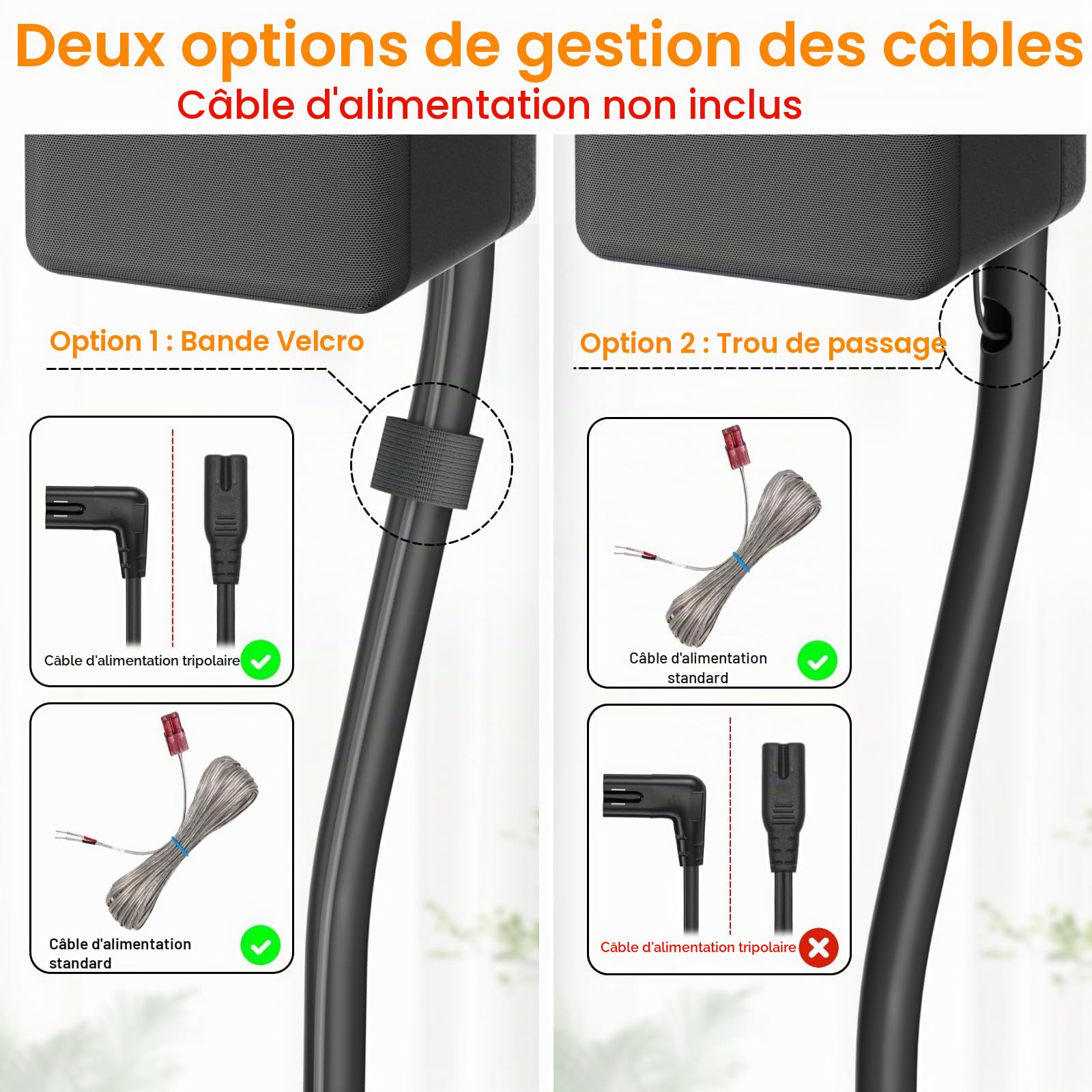 Paire de Supports Surround universels Extensibles en Hauteur de 33" à 42" - Supports d'enceintes arrière pour la Plupart des Petits Supports d'enceintes Surround Satellites LG, Vizio, Sony, Samsung.