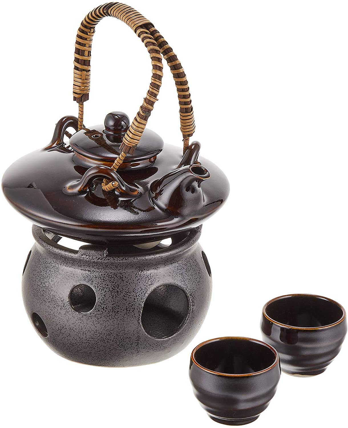 【未使用・希少】石垣焼　酒器（急須型）　共箱付　油滴天目　よろん焼技法　黒色 未使用・希少】石垣焼 酒器（急須型） 共箱付 油滴天目 よろ