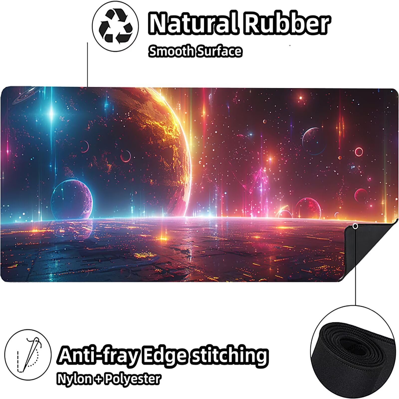Tappetino Mouse XXL 1500 x 800 mm, Tappetino Mouse Pianeta, Gaming Mousepad Migliorare la Velocità e la Precisione, Mouse Pad con Base in Gomma Antiscivolo, Ufficio Accessori Gaming, Grigio I-1068