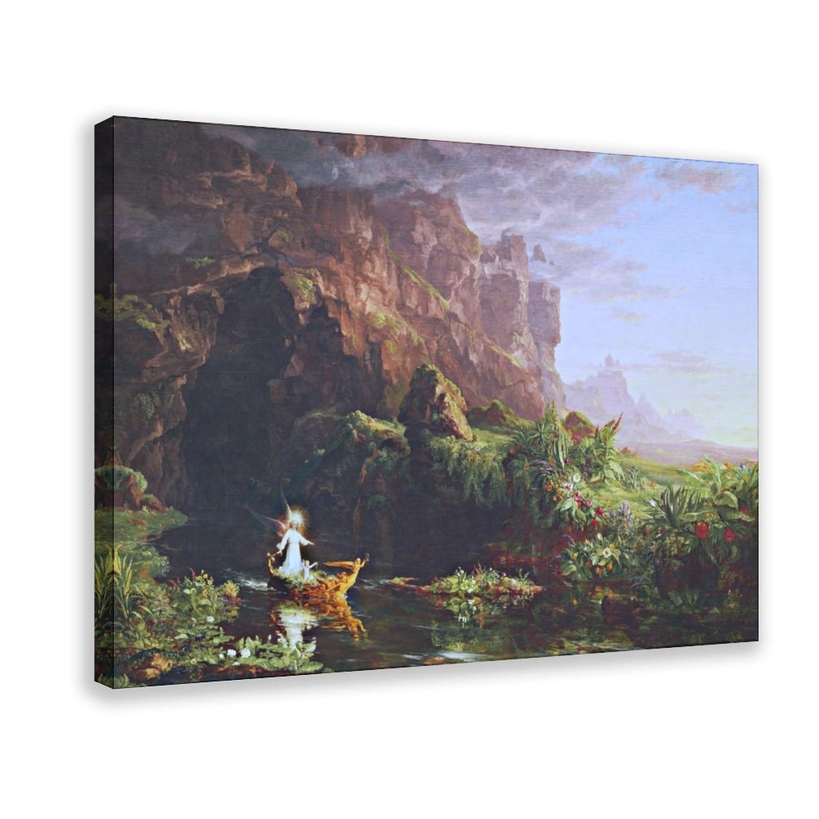 WCYB The Voyage of Life Childhood by Thomas Cole Posters Prints Canvas Deco Paintings Wall Art Hangable Frame 16" L X 24" W