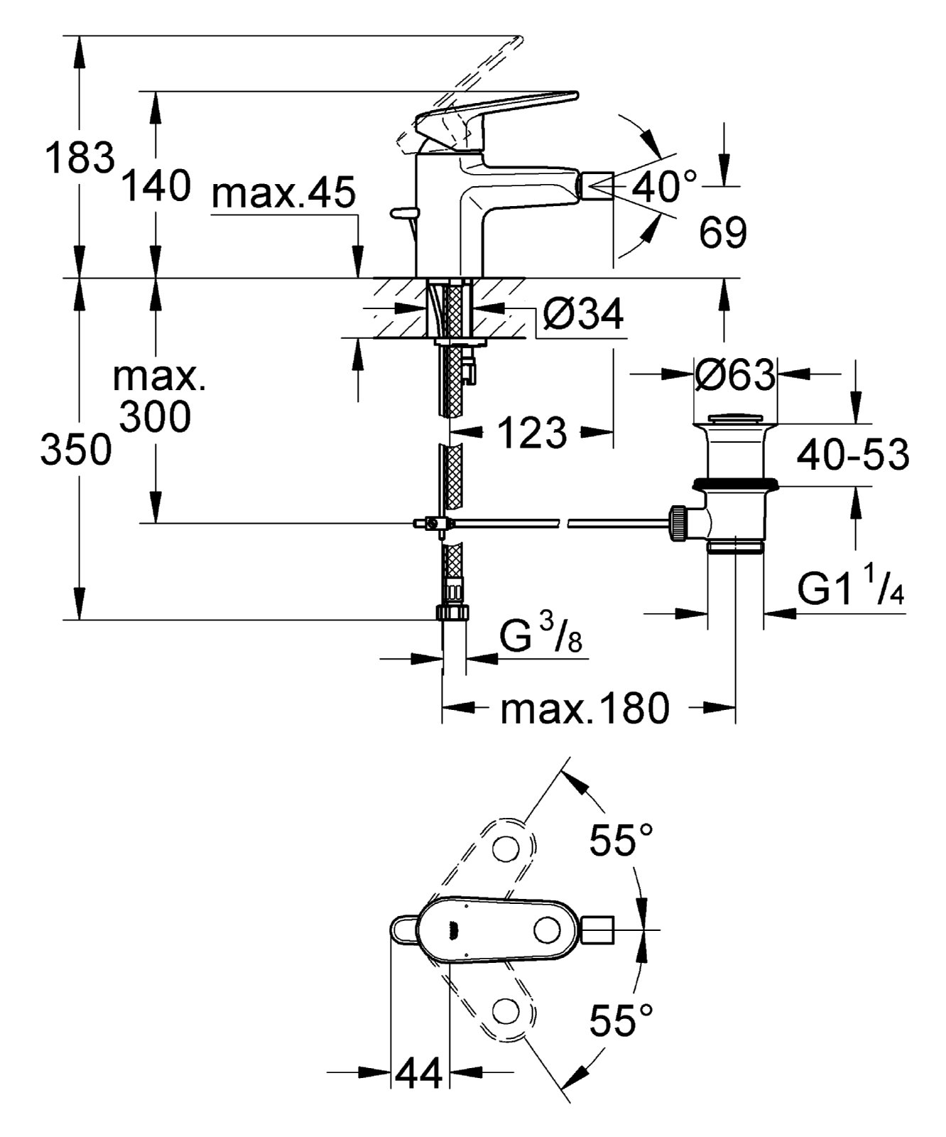 Grohe 33241002 Europlus C Miscelatore Monocomando Bidet, Cromo, (Vecchio Modello)