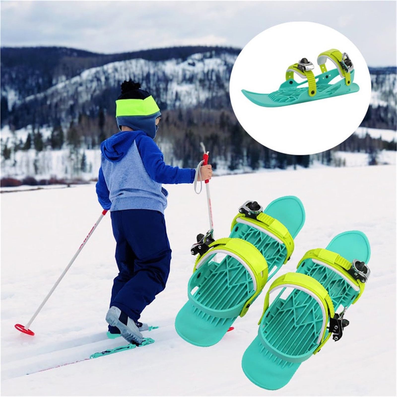 Zestaw mini krótkich łyżew narciarskich, ulepszone narty 2024 do butów zimowych, regulowane krótkie mini łyżwy narciarskie, krótkie deski Snowskates Snowblades, do sprzętu narciarskiego do sportów zim