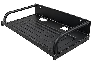 Upix DTH/Set Top Box Stand Carbon Metal Wall Shelf for Home, Office (Black)