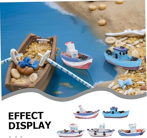 Miniatura 3 de STOBOK 8 piezas de decoración de casa para el hogar, modelo de estatuilla, musgo, playa, barco, pesca, barco, decoración, modelo de suite,